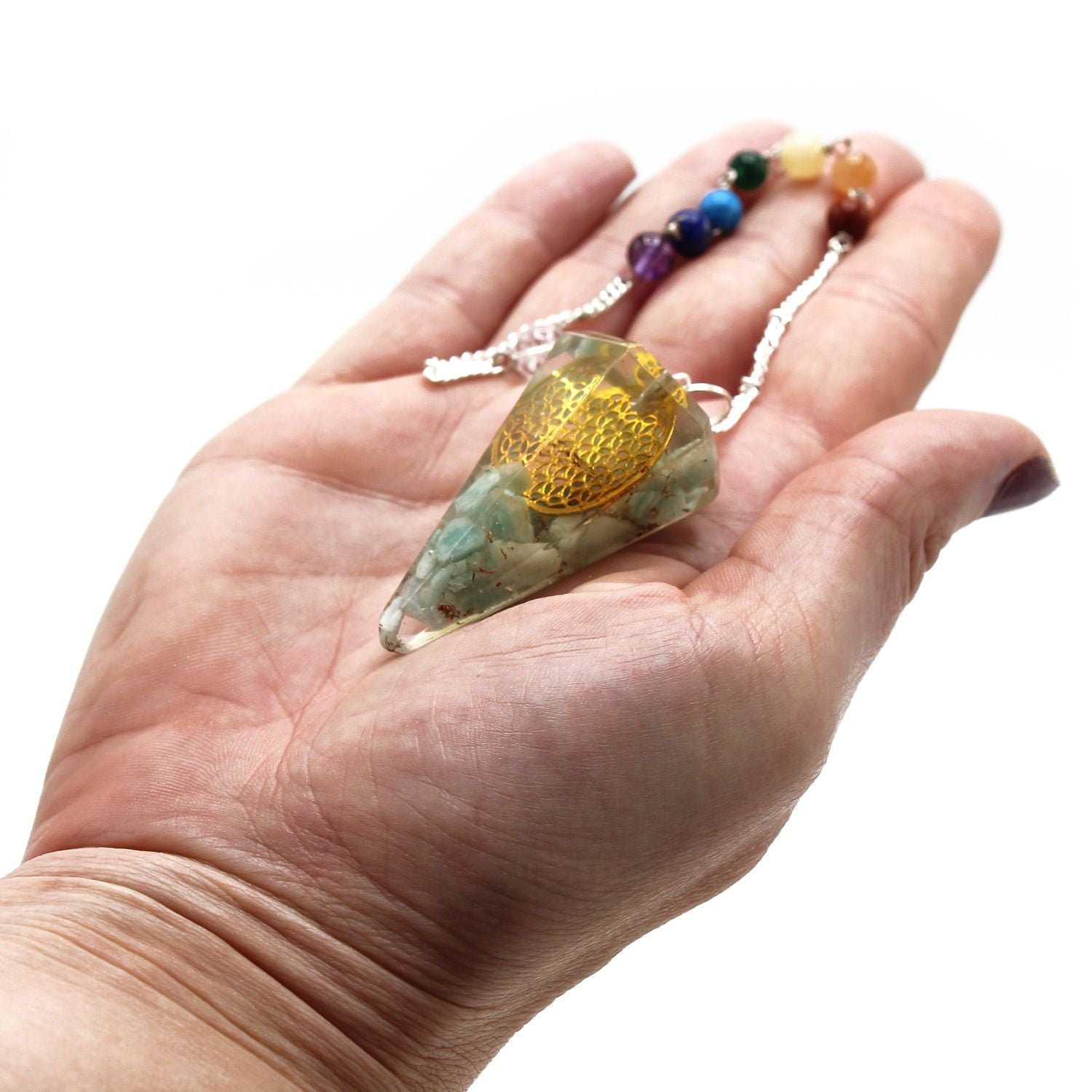 Pendolo Chakra Orgonite Fleur de Vie