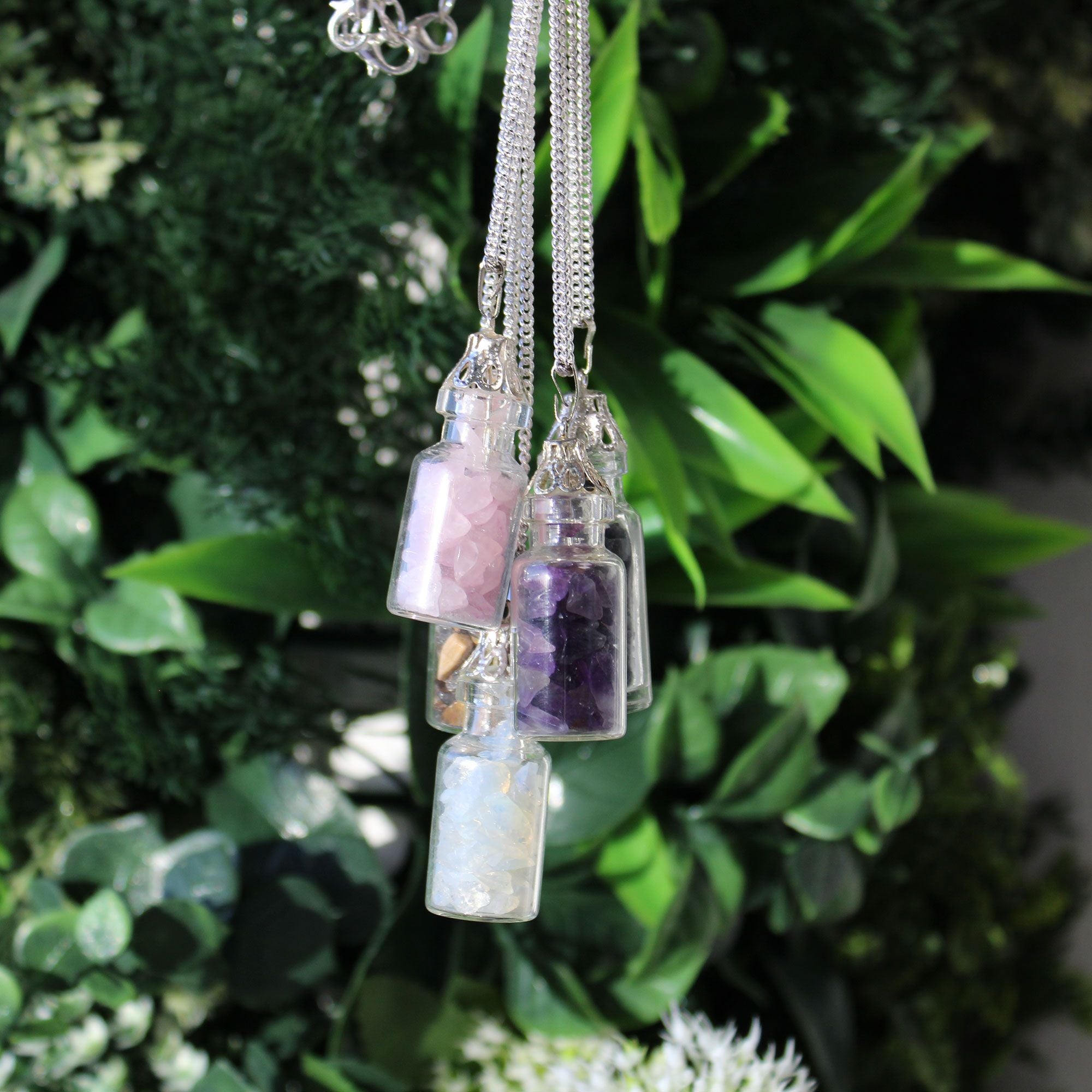 Collana con Gemme in Bottiglia - Quarzo Rosa