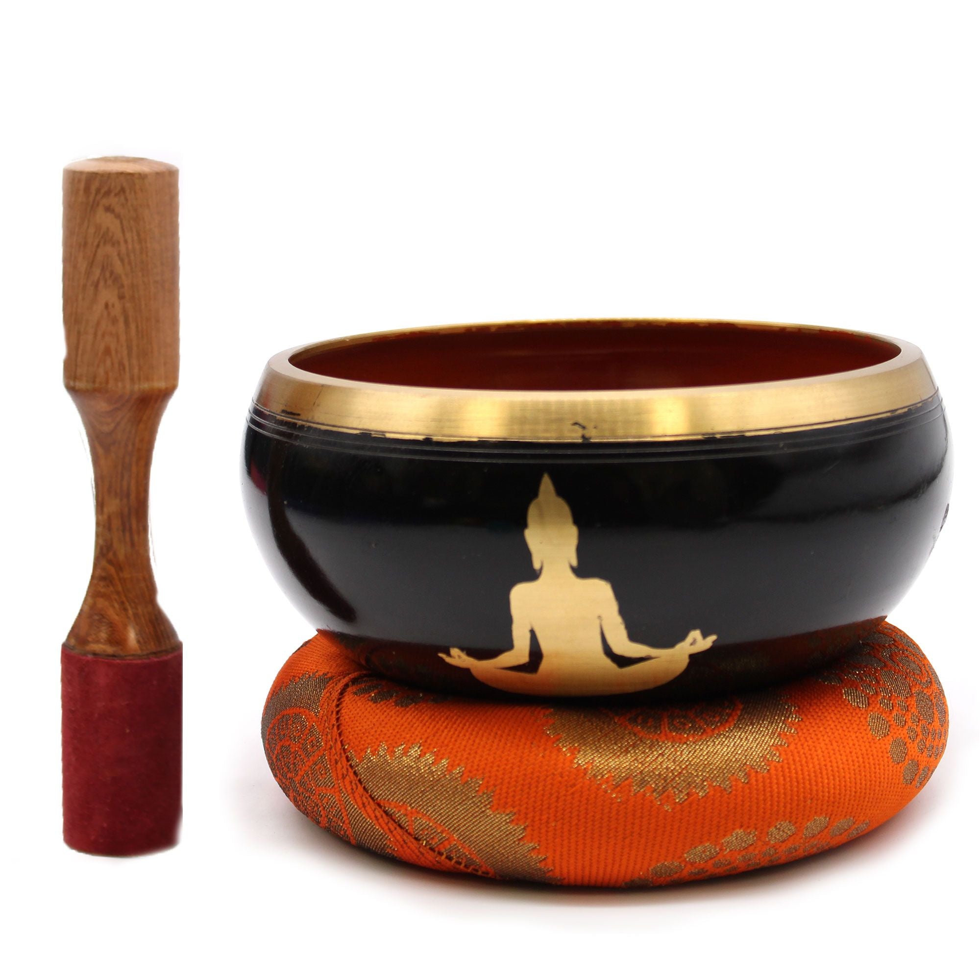 Set Campana Tibetana Grande - Nero/Arancione 14cm
