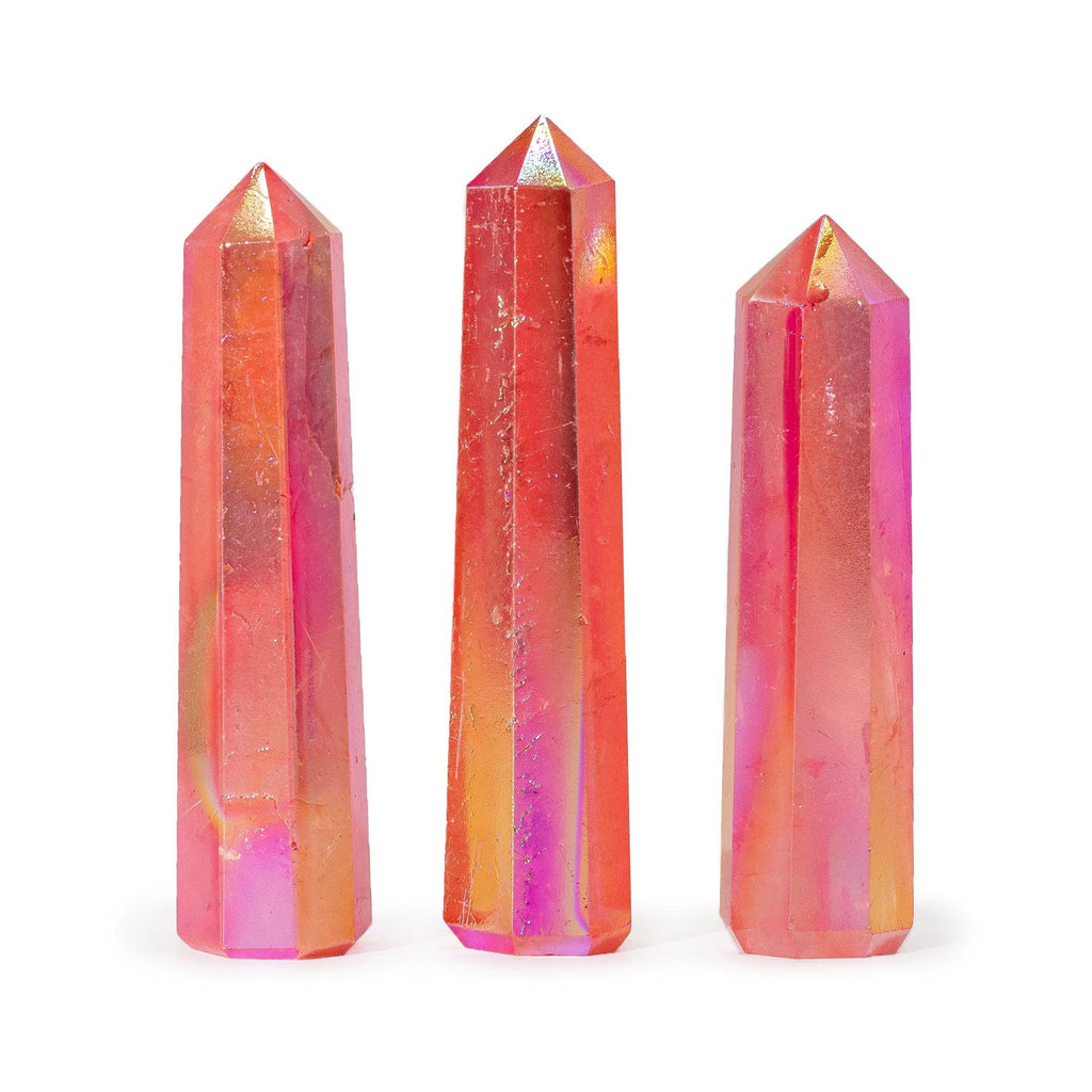 Obelisco Quarzo Aura Pesca 9cm 1pezzo