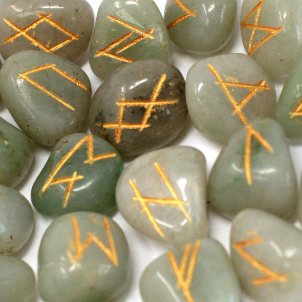 Set di Rune in Pietra - Avventurina Verde