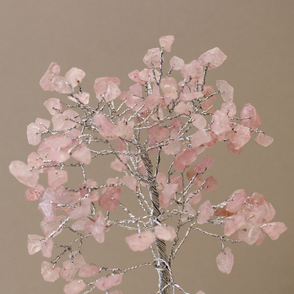 Albero Gemma con Base Orgonite e 160 Pietre Quarzo Rosa