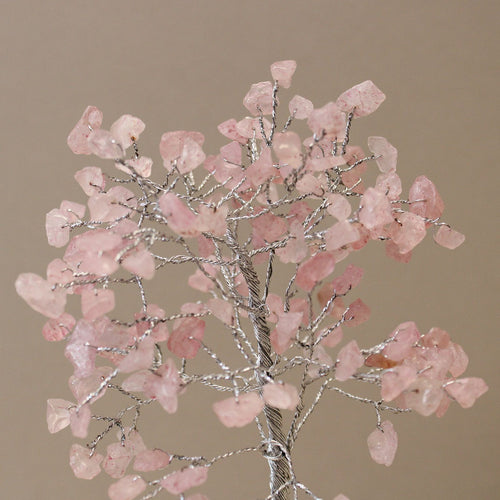 Albero Gemma con Base Orgonite e 160 Pietre Quarzo Rosa