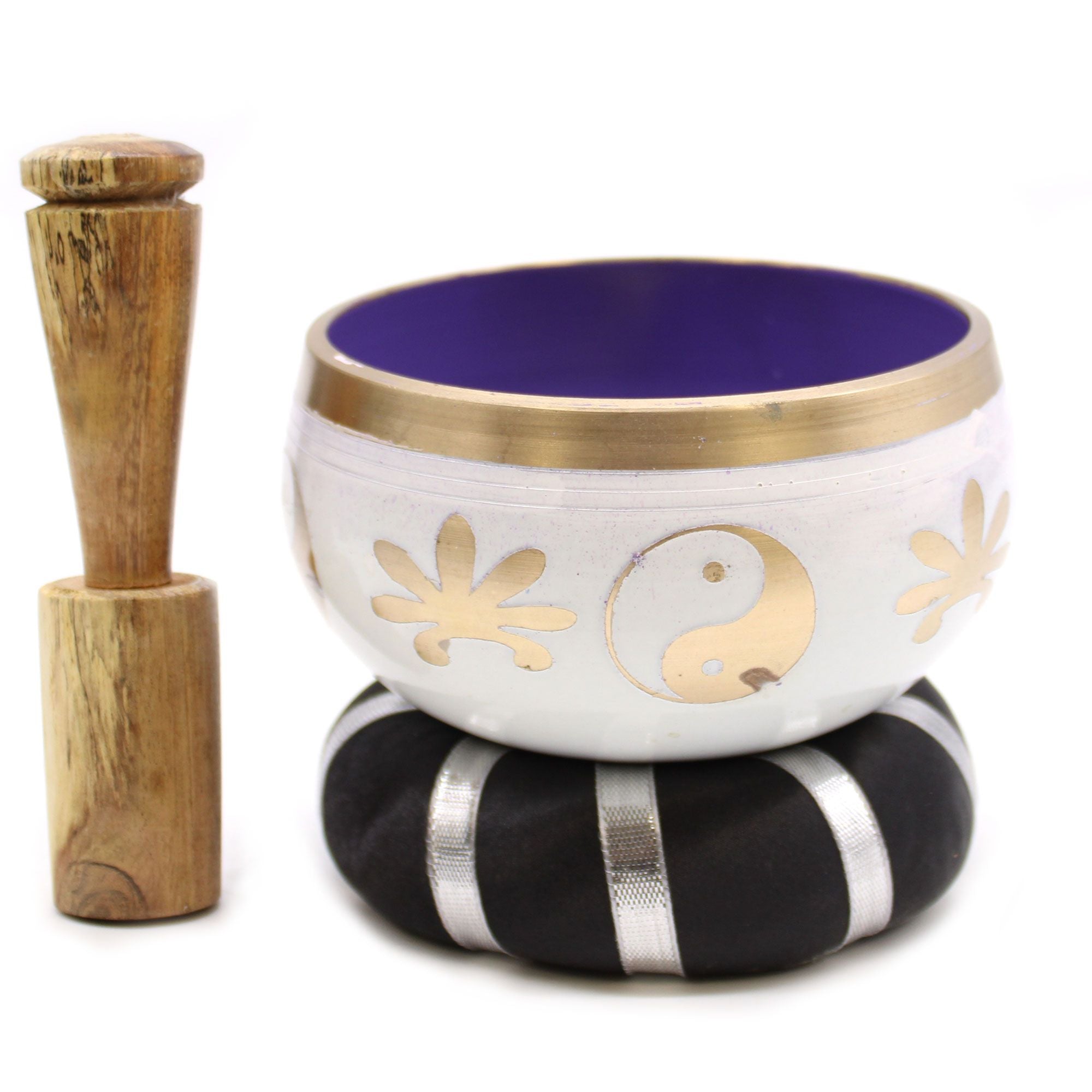 Set Campana Tibetana Yin & Yang - Bianco/Viola 10,7cm
