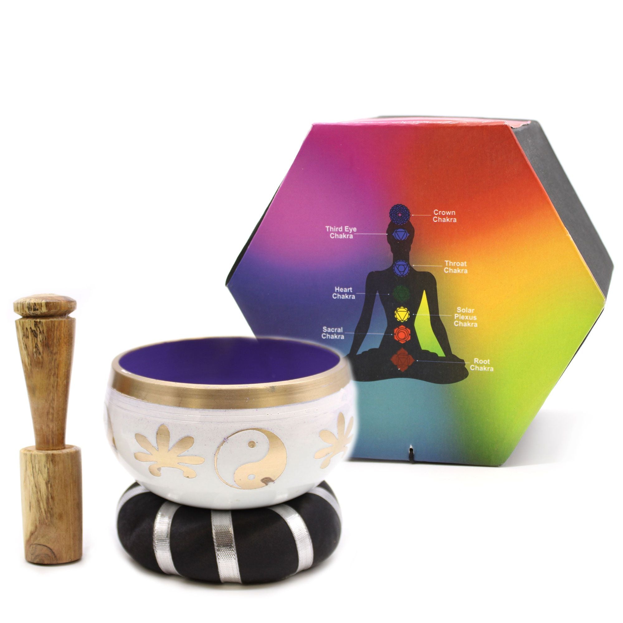 Set Campana Tibetana Yin & Yang - Bianco/Viola 10,7cm