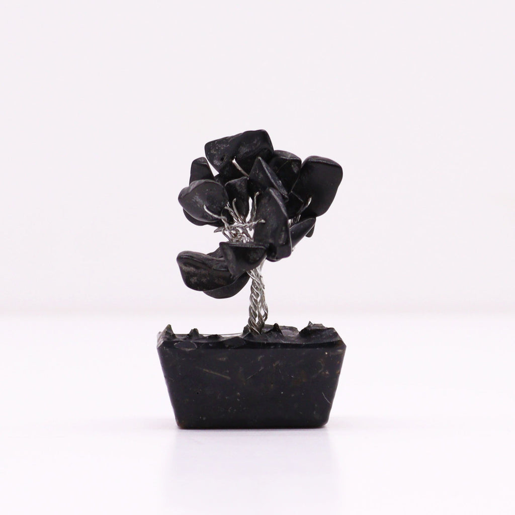 Alberello Mini su Base Orgonite - Agata Nera 15 Pietre