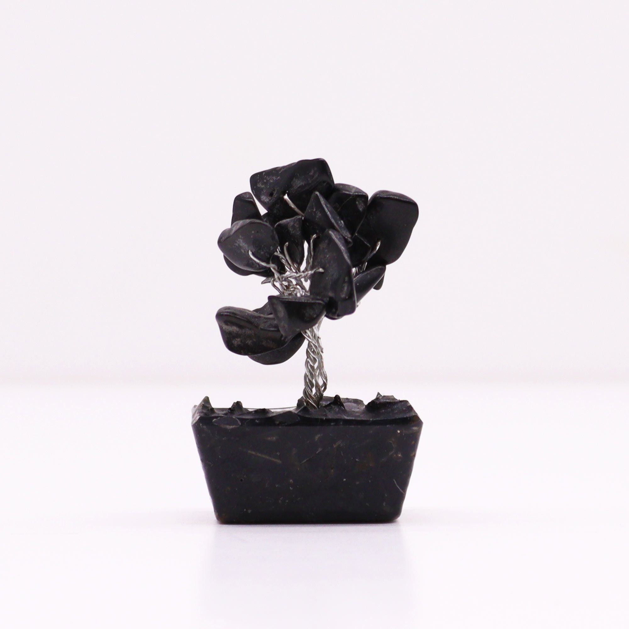 Alberello Mini su Base Orgonite - Agata Nera 15 Pietre