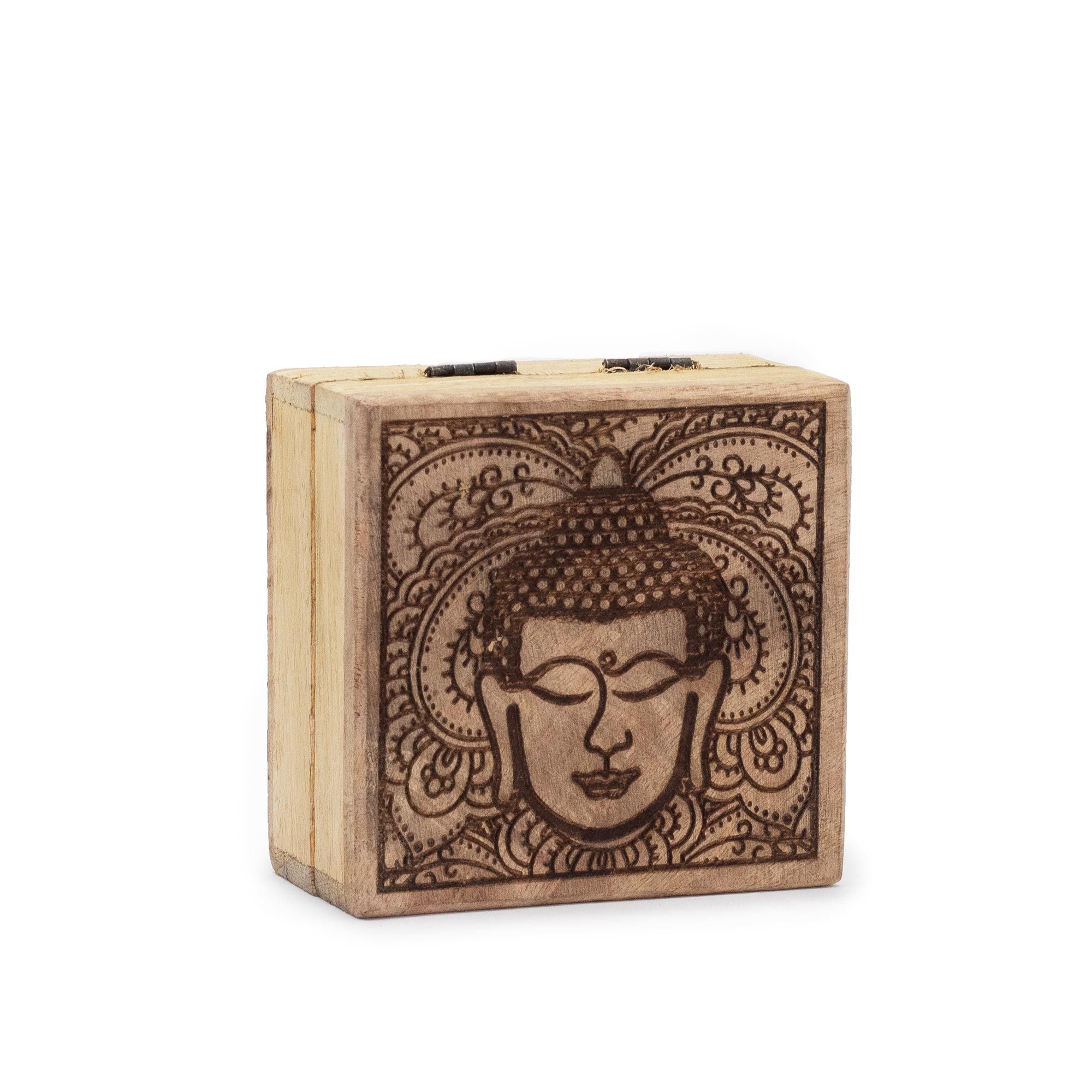 Scatola Quadrata 10x10x4,2cm - Buddha Nero Inciso