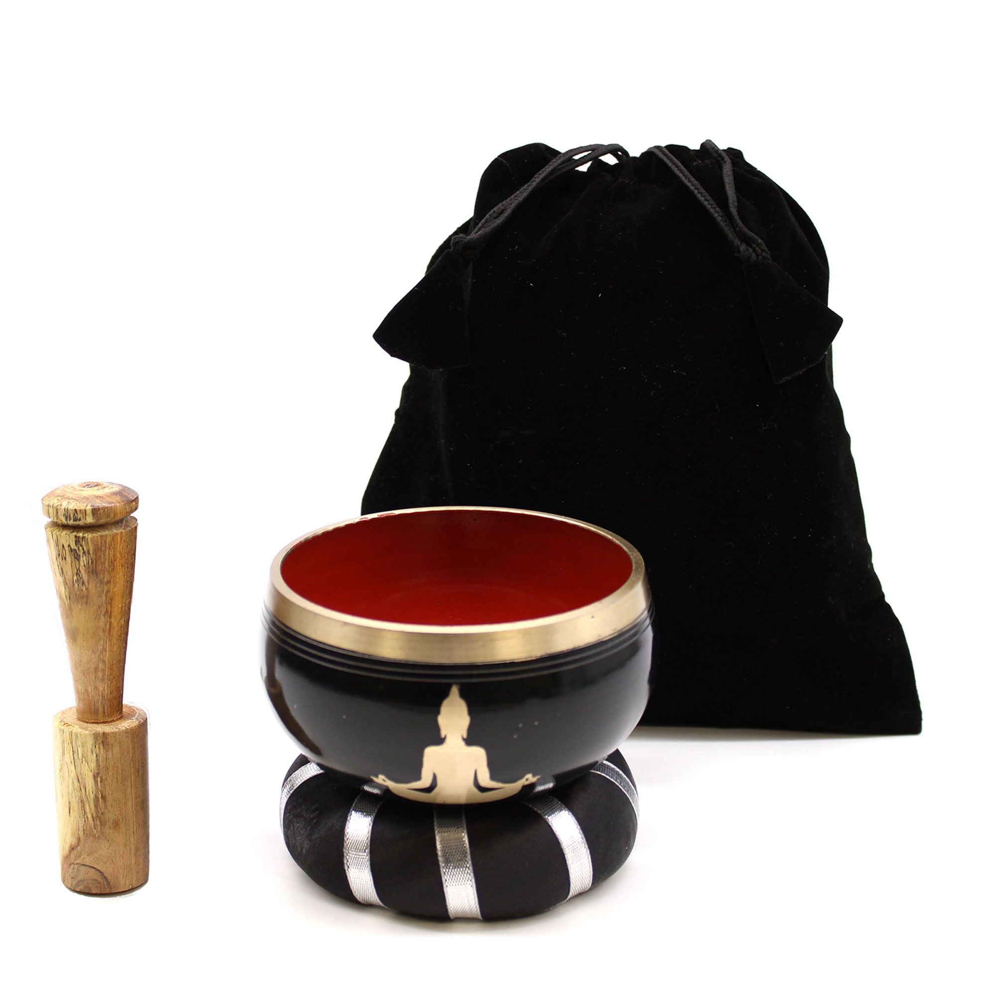 Set Ciotola Tibetana Buddha Nero/Arancione 10,7cm