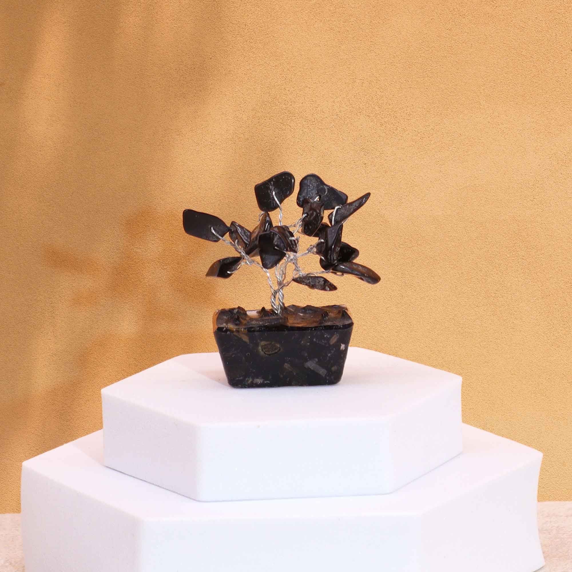 Alberello Mini su Base Orgonite - Agata Nera 15 Pietre