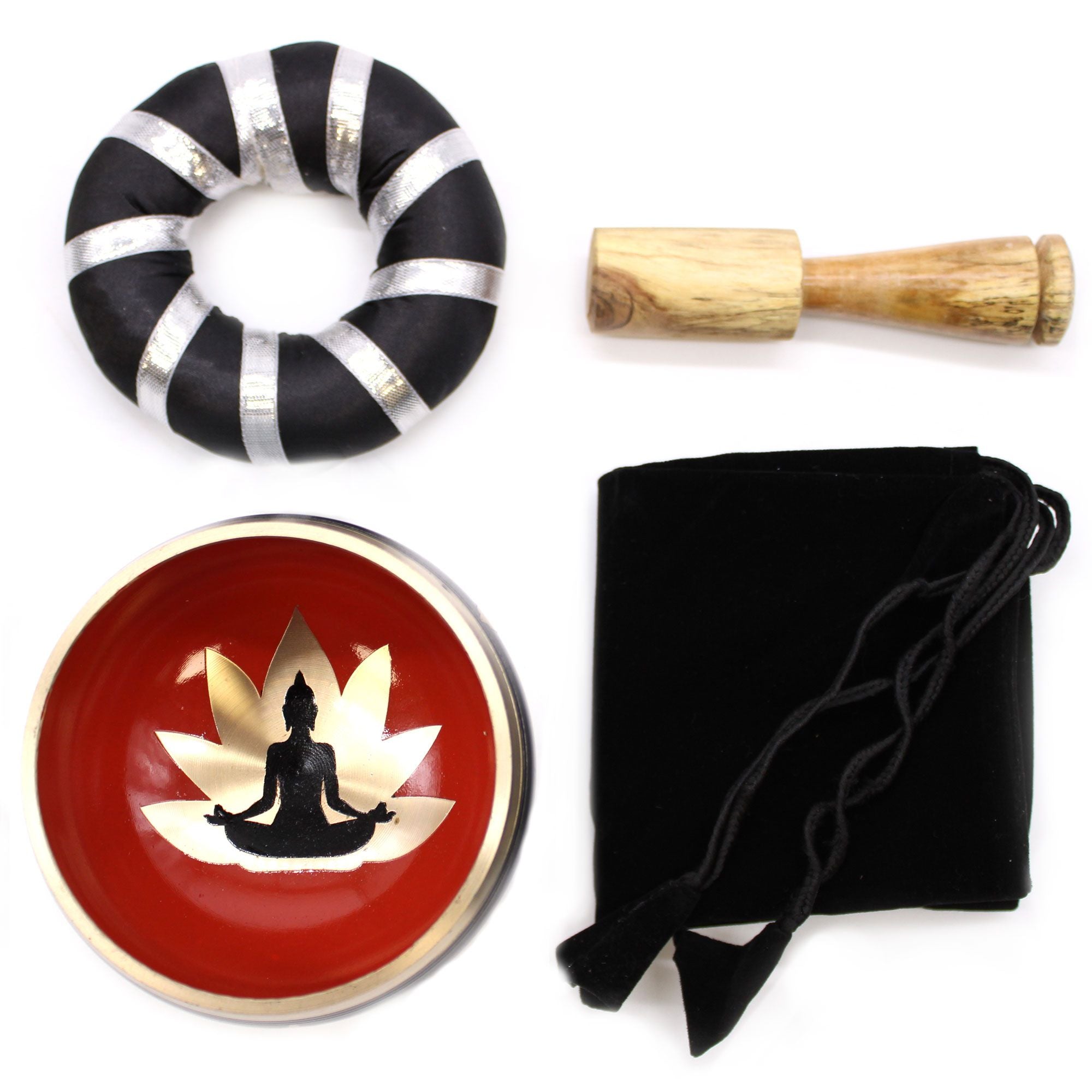 Set Ciotola Tibetana Buddha Nero/Arancione 10,7cm