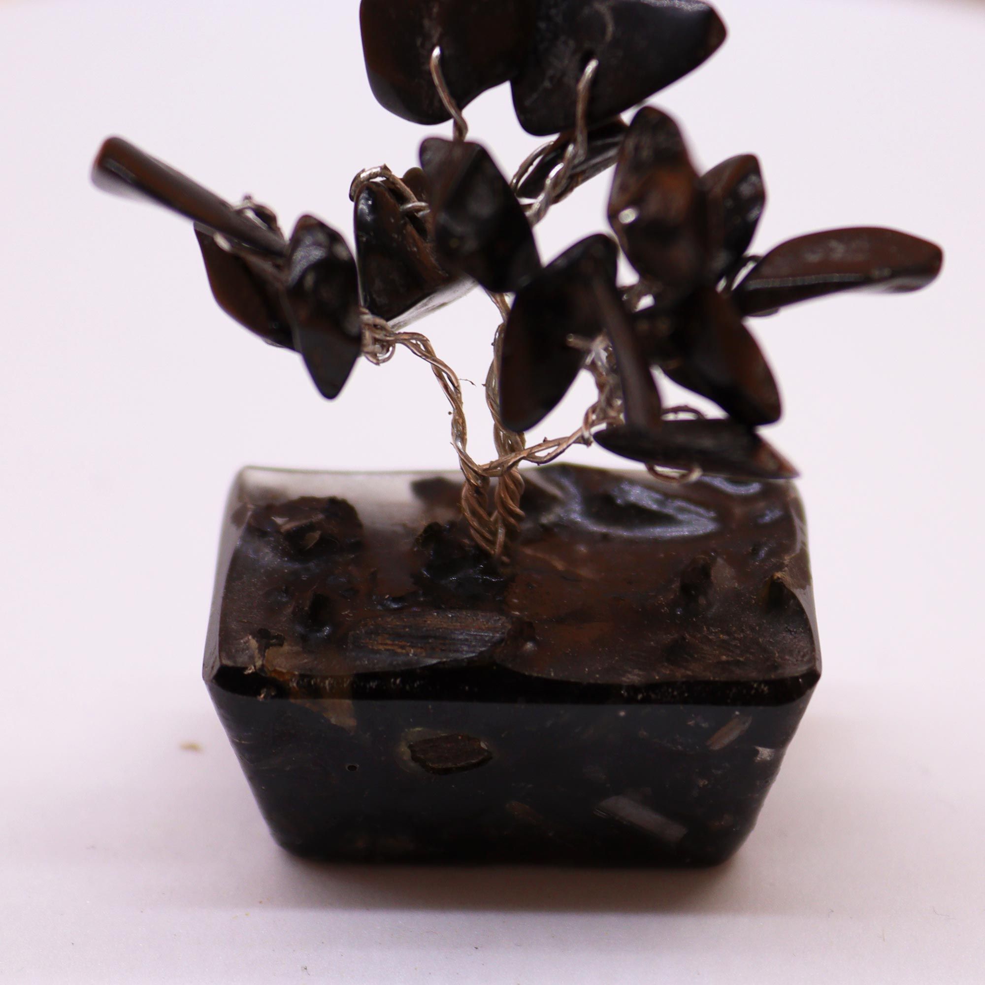 Alberello Mini su Base Orgonite - Agata Nera 15 Pietre