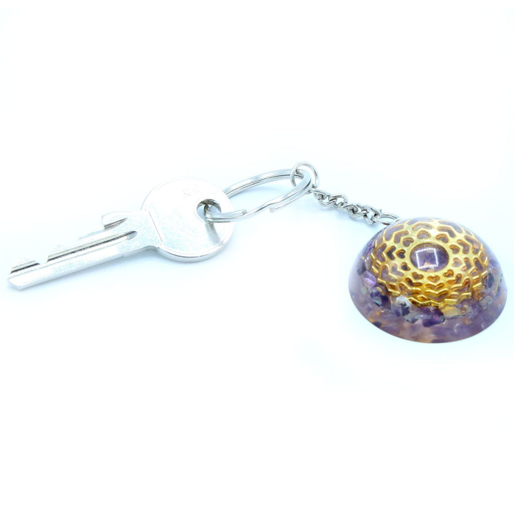 Portachiavi Orgonite Potenza - Cuori Mandala Ametista