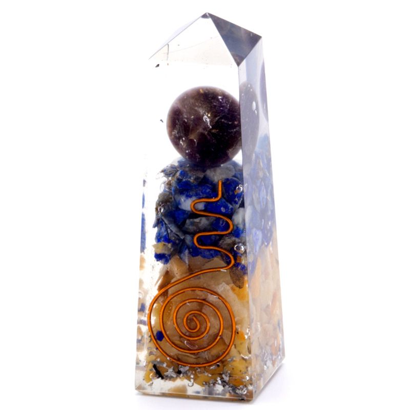Orgonite Obelisco Rame e Pietre Preziose 1pezzo