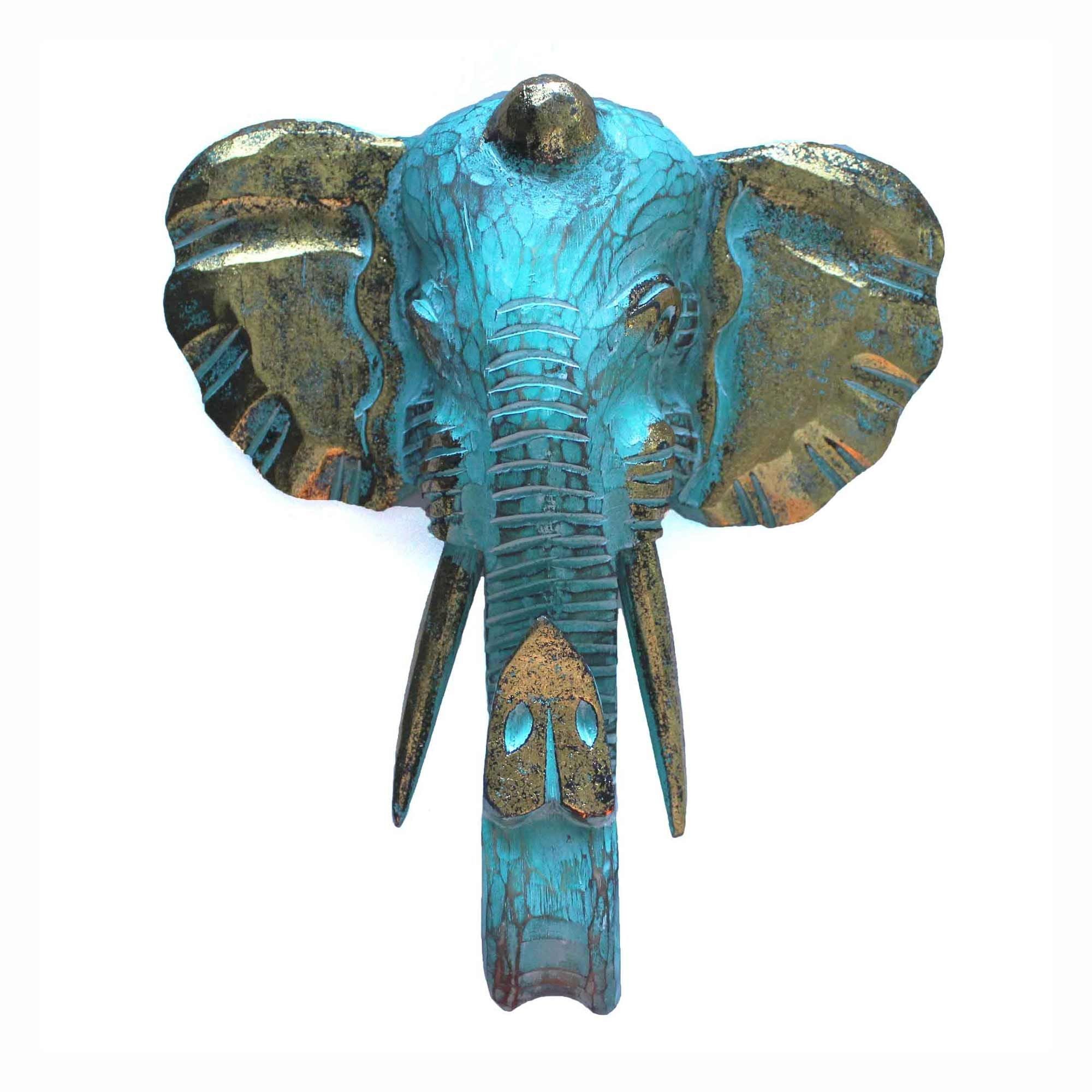 Testa di Elefante Grande - Dorato e Turchese