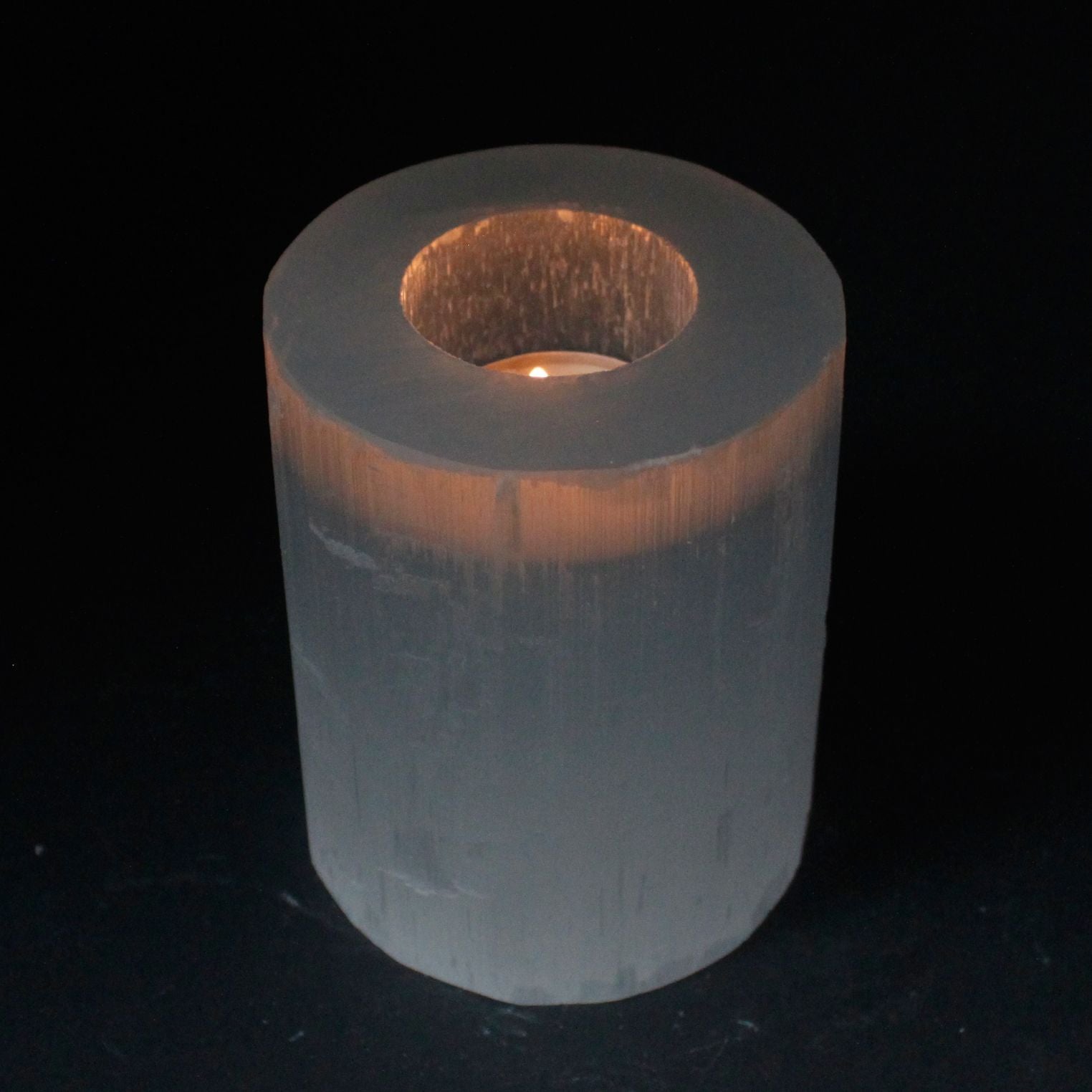 Portacandele Cilindro di Selenite 10 cm