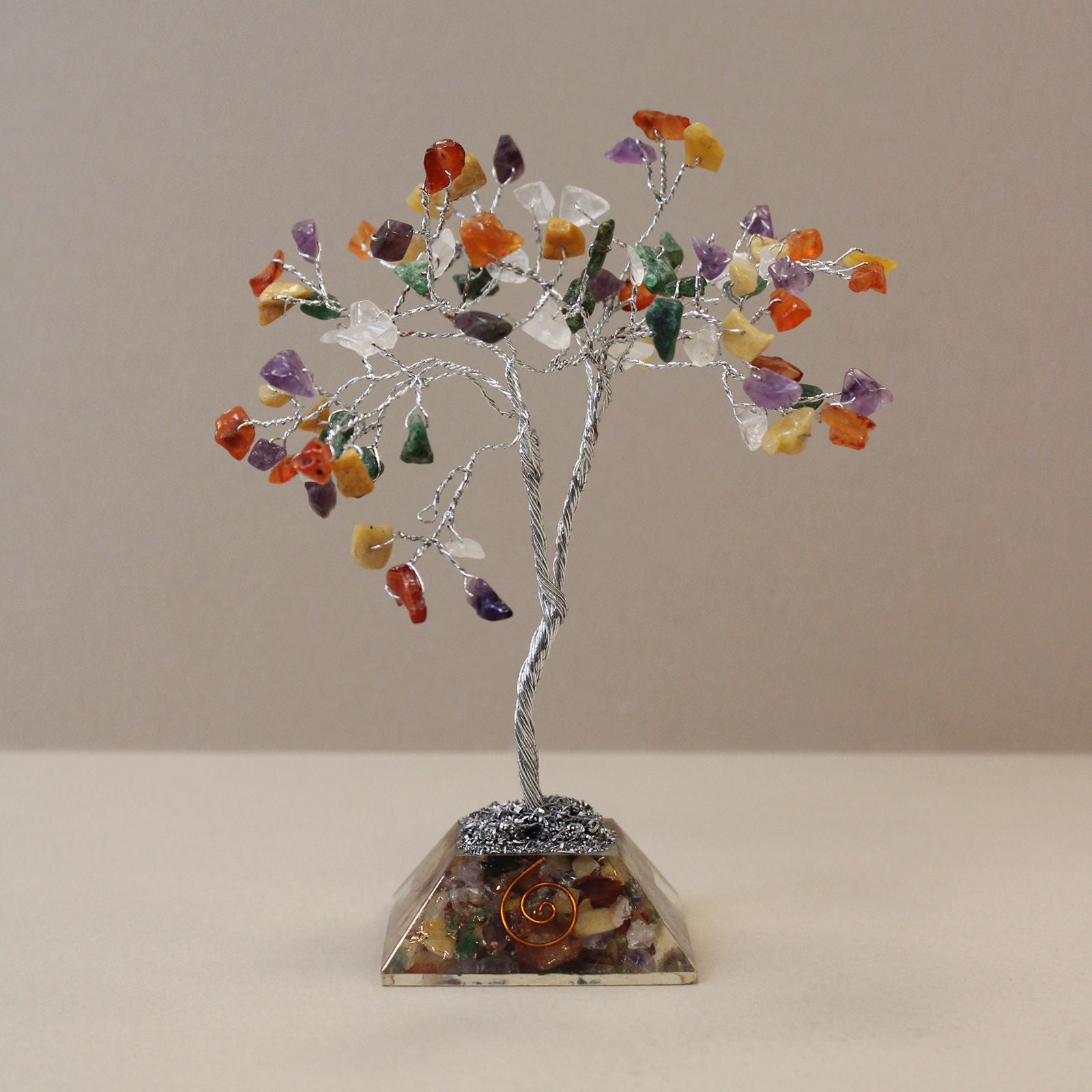 Albero di Gemme con Base Orgonite - 80 Pietre Multicolore