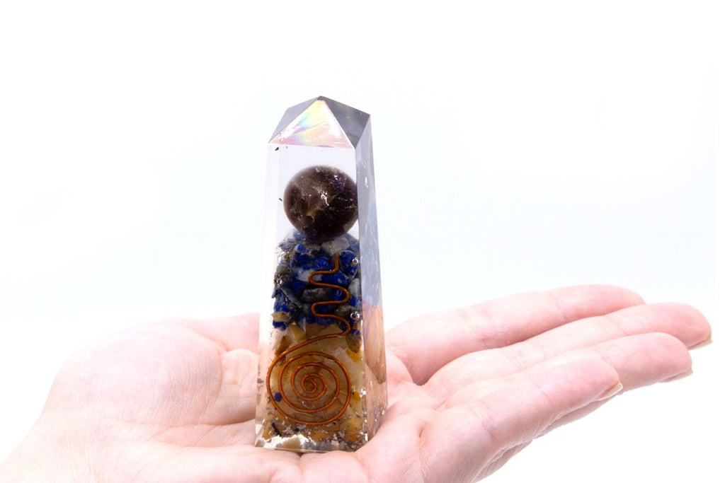 Orgonite Obelisco Rame e Pietre Preziose 1pezzo
