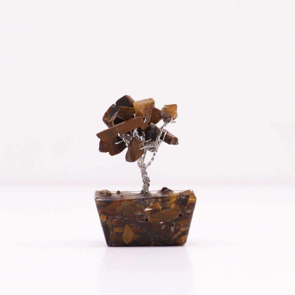 Mini Albero Gemme su Base Orgonite - Occhio di Tigre 15 Pietre
