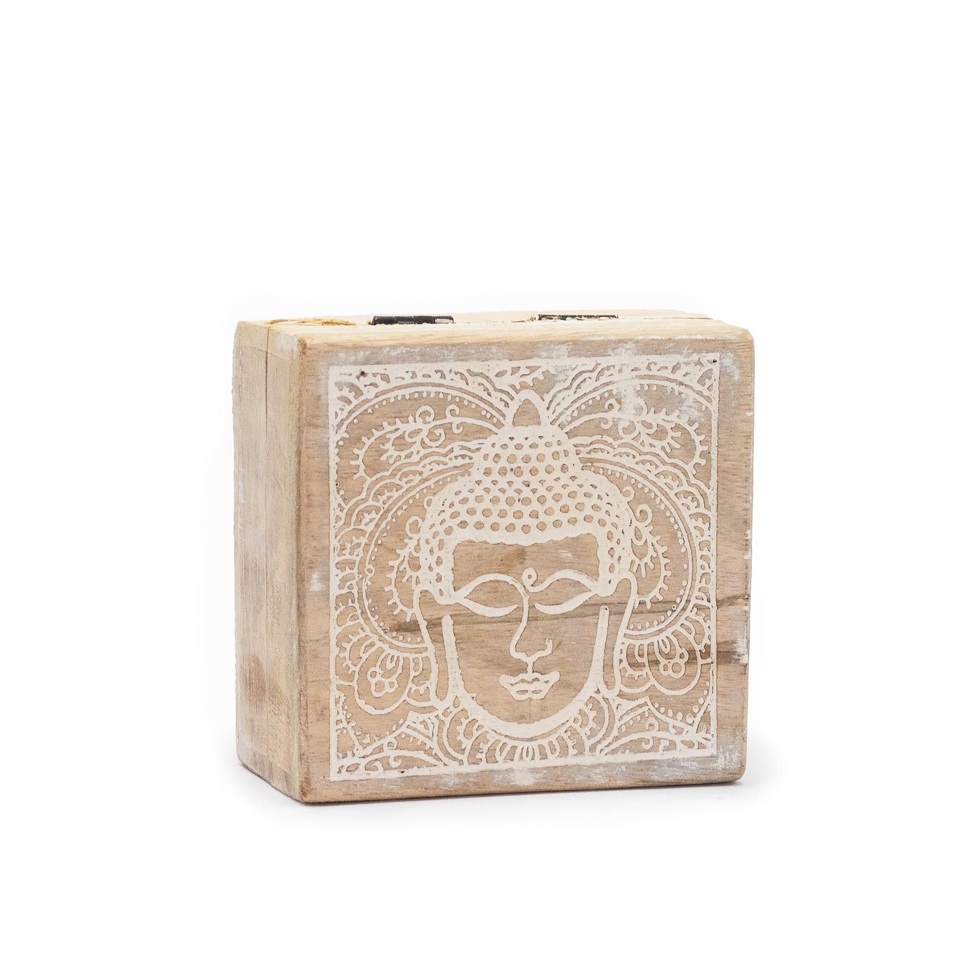 Scatola Quadrata 10x10x4,2cm Buddha Bianco