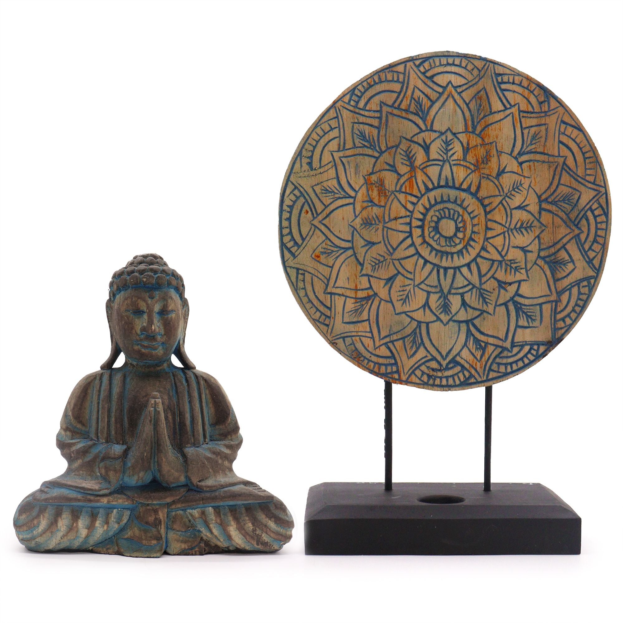 Set Buddha Feng Shui Mandala Fiore Blu