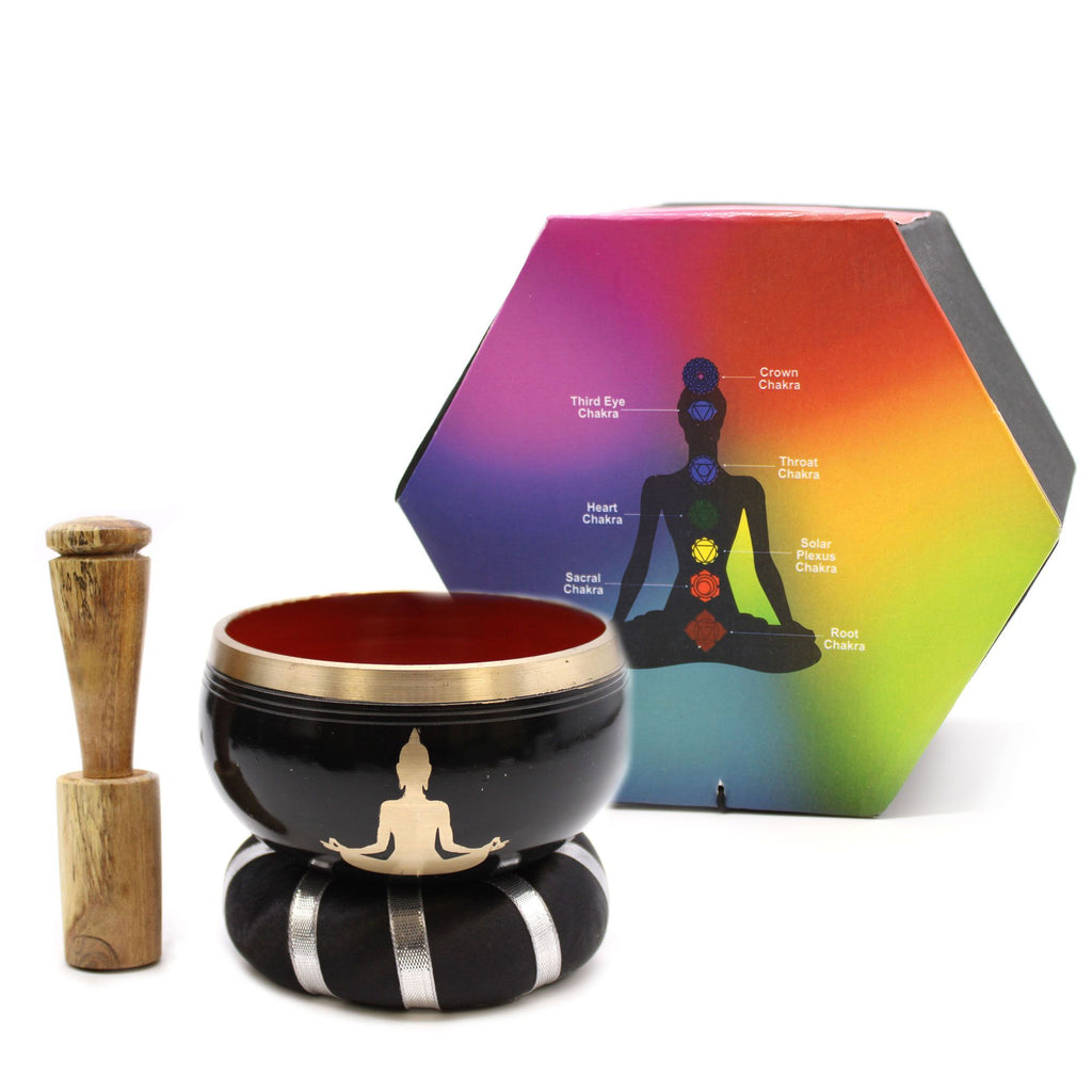 Set Ciotola Tibetana Buddha Nero/Arancione 10,7cm