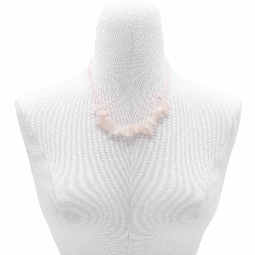 Collana Longstone con Quarzo Rosa