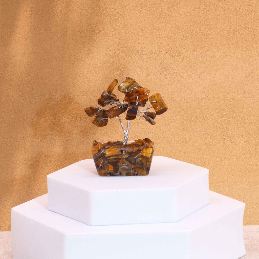 Mini Albero Gemme su Base Orgonite - Occhio di Tigre 15 Pietre