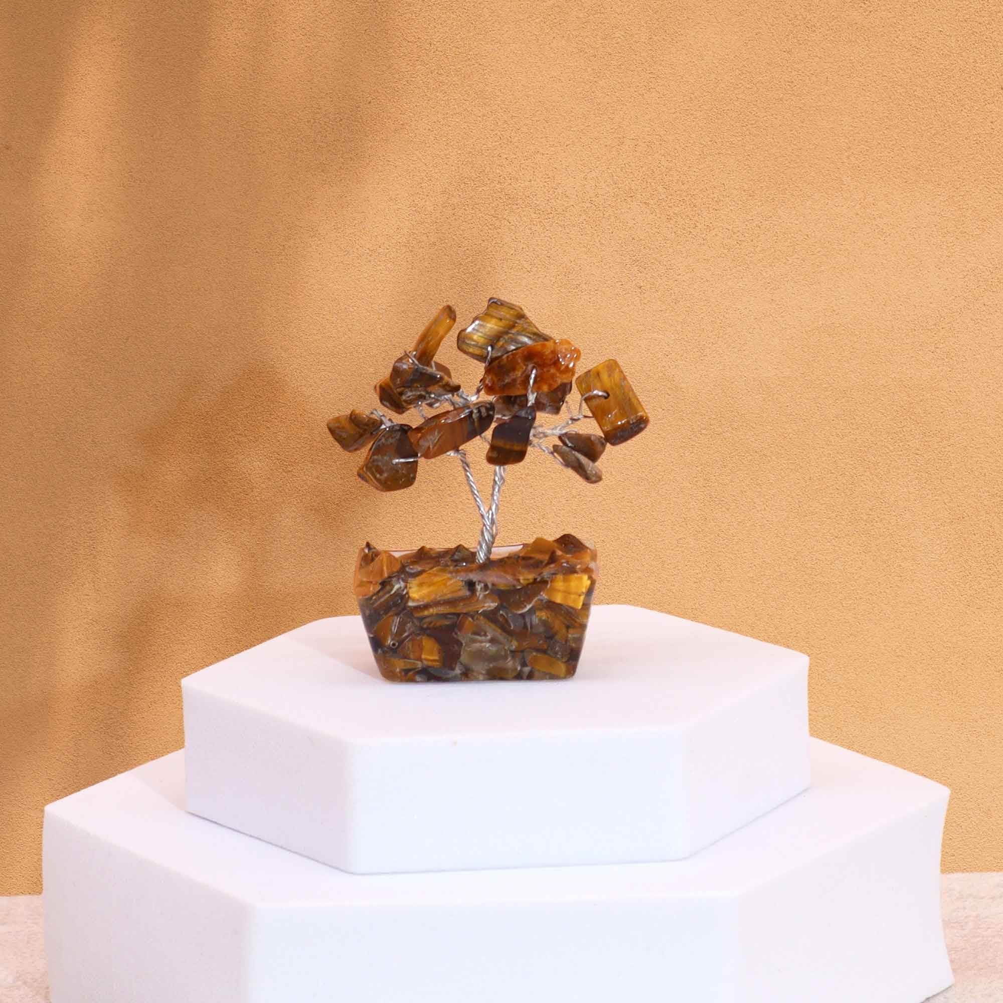Mini Albero Gemme su Base Orgonite - Occhio di Tigre 15 Pietre
