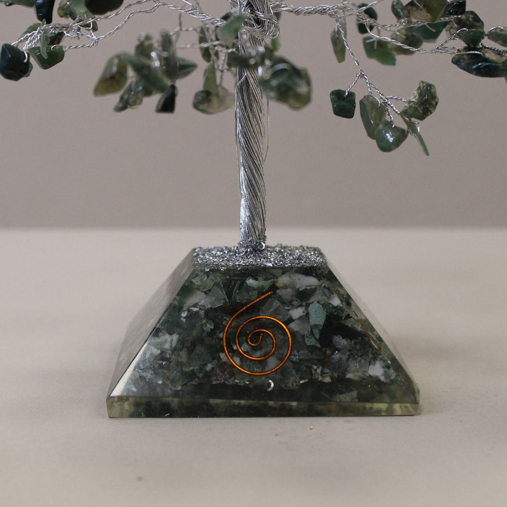Albero di Gemme con Base in Orgonite - Agata Muschiata 320 Pietre