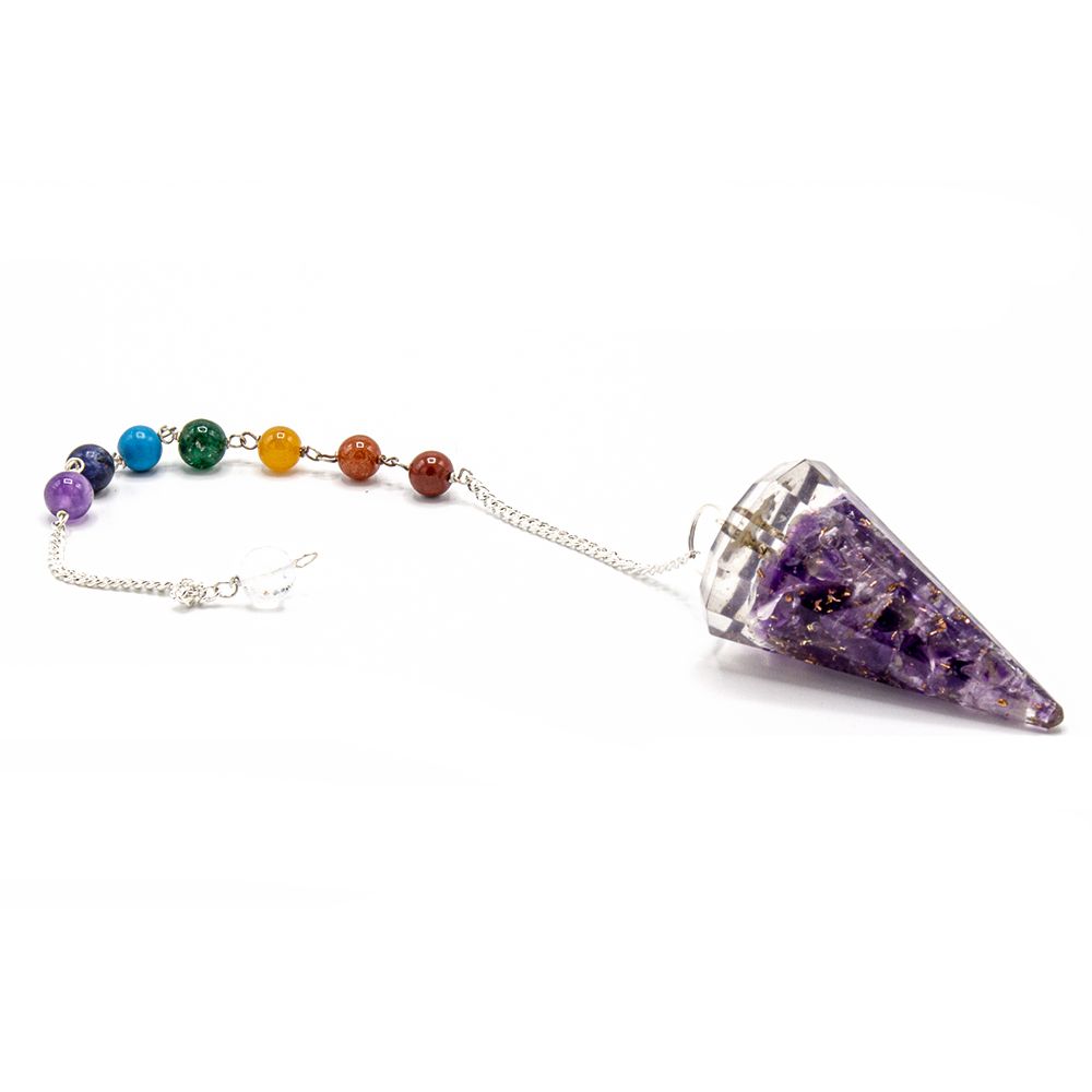 Pendolo Chakra Orgonite con Ametista