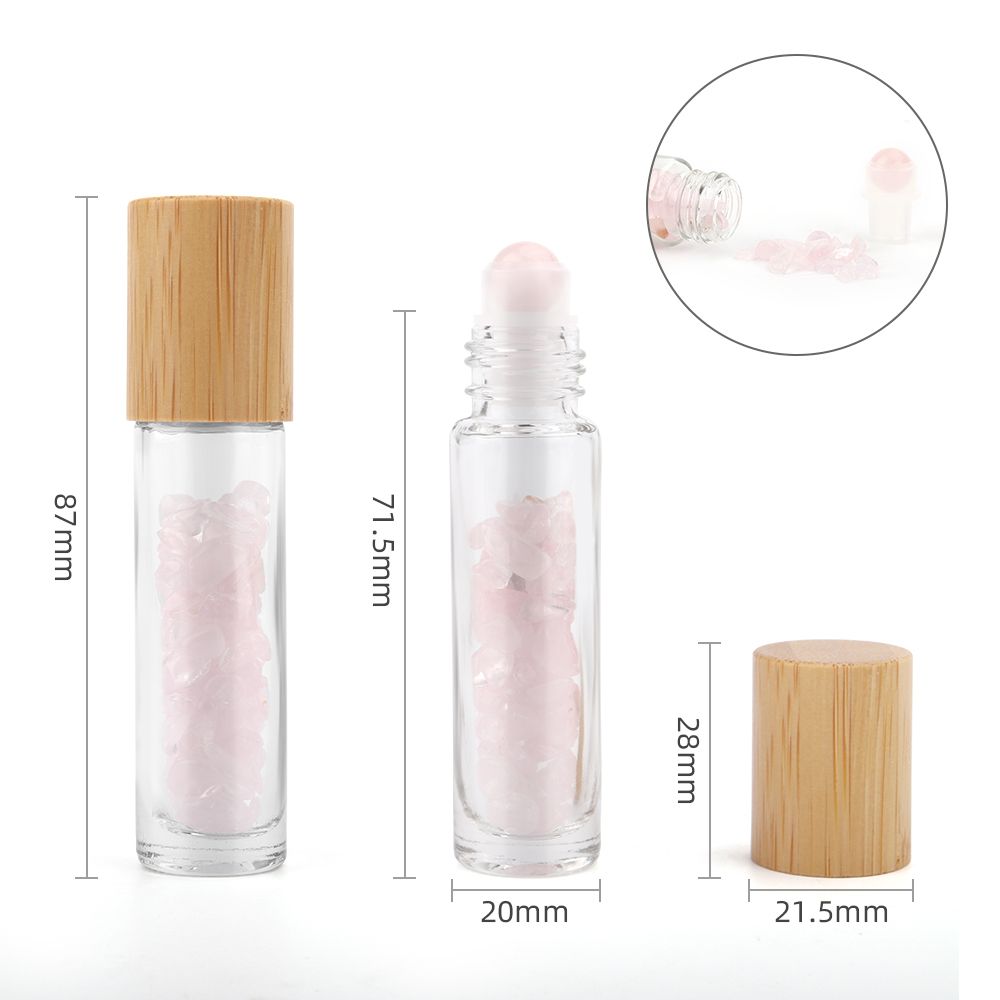Roller Olio Essenziale con Quarzo Rosa e Tappo Legno