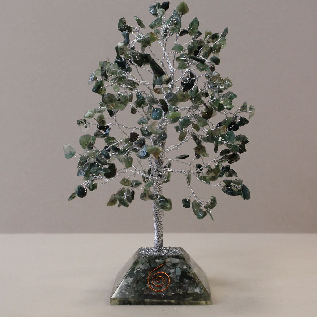 Albero di Gemme con Base in Orgonite - Agata Muschiata 320 Pietre