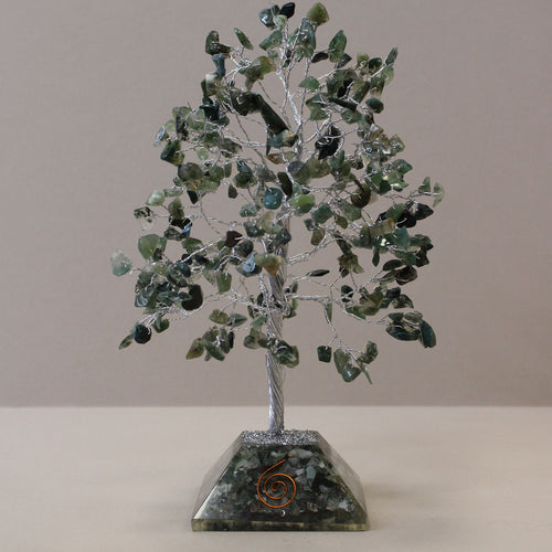 Albero di Gemme con Base in Orgonite - Agata Muschiata 320 Pietre