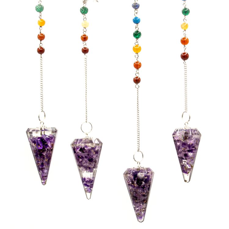 Pendolo Chakra Orgonite con Ametista