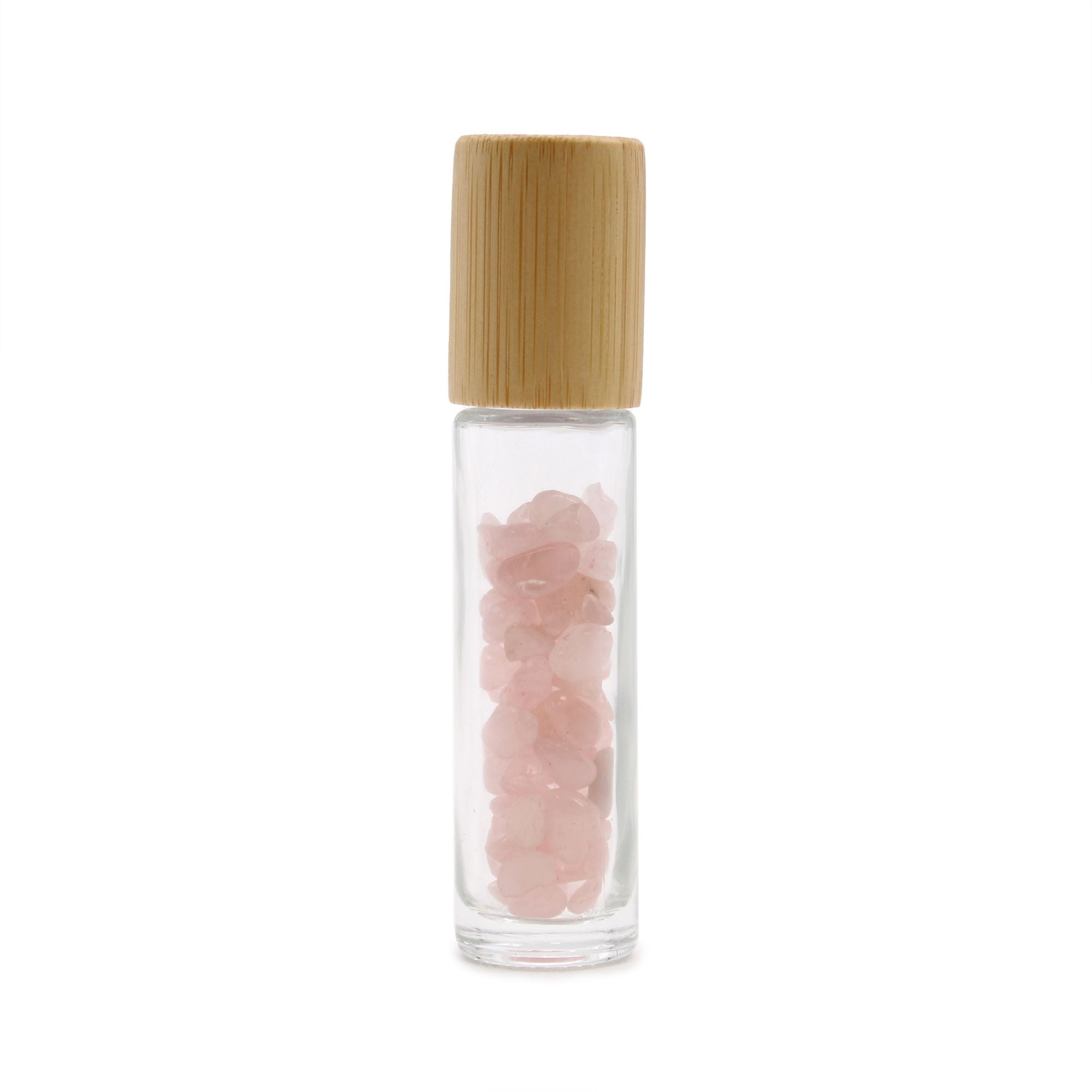 Roller Olio Essenziale con Quarzo Rosa e Tappo Legno