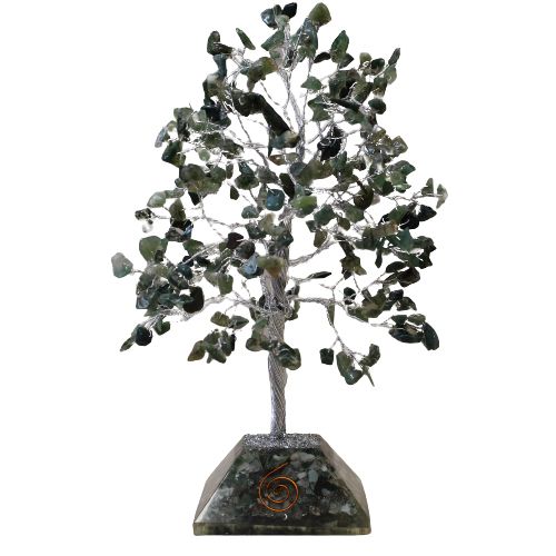 Albero di Gemme con Base in Orgonite - Agata Muschiata 320 Pietre