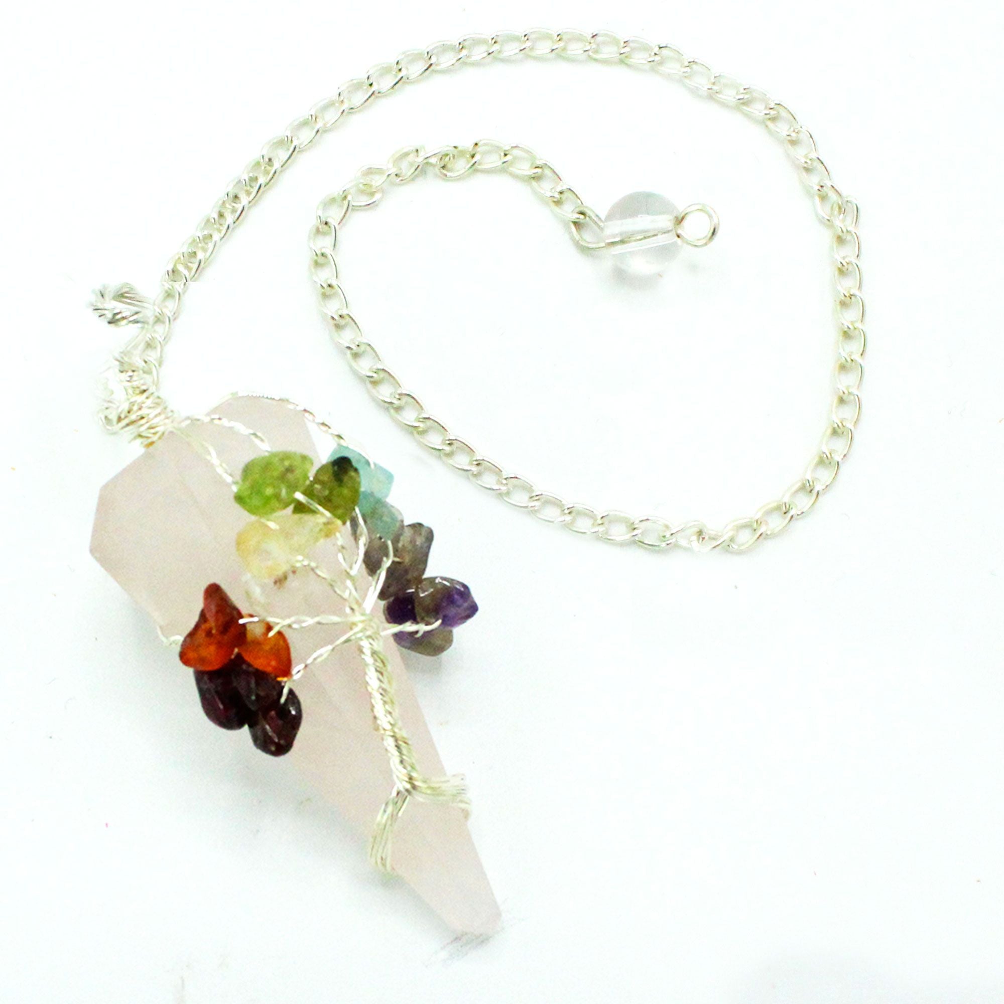 Pendolo Magico Sette Chakra Quarzo Rosa 1pezzo