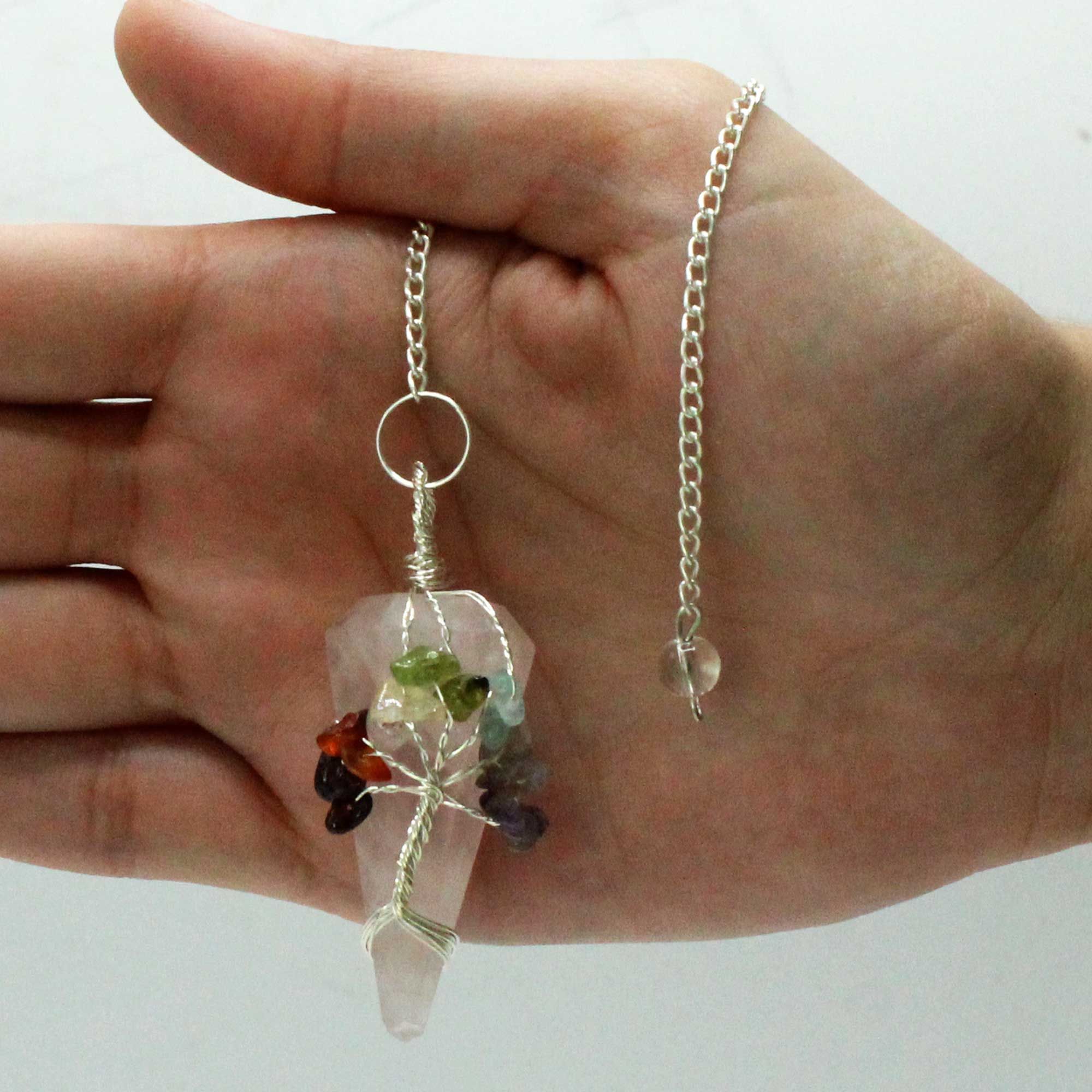 Pendolo Magico Sette Chakra Quarzo Rosa 1pezzo