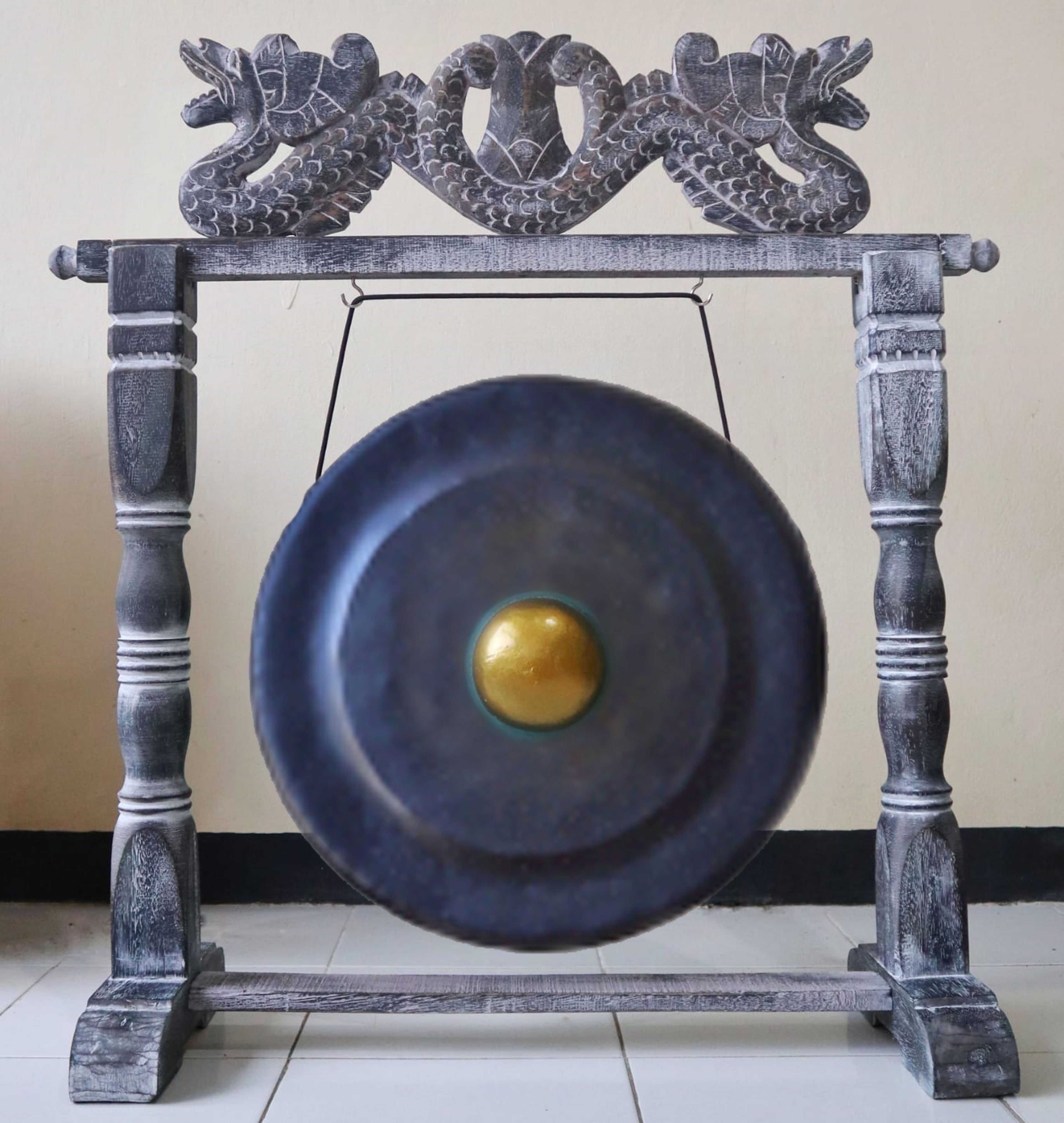 Gong Tibetano 35cm con Stand in Legno Nero
