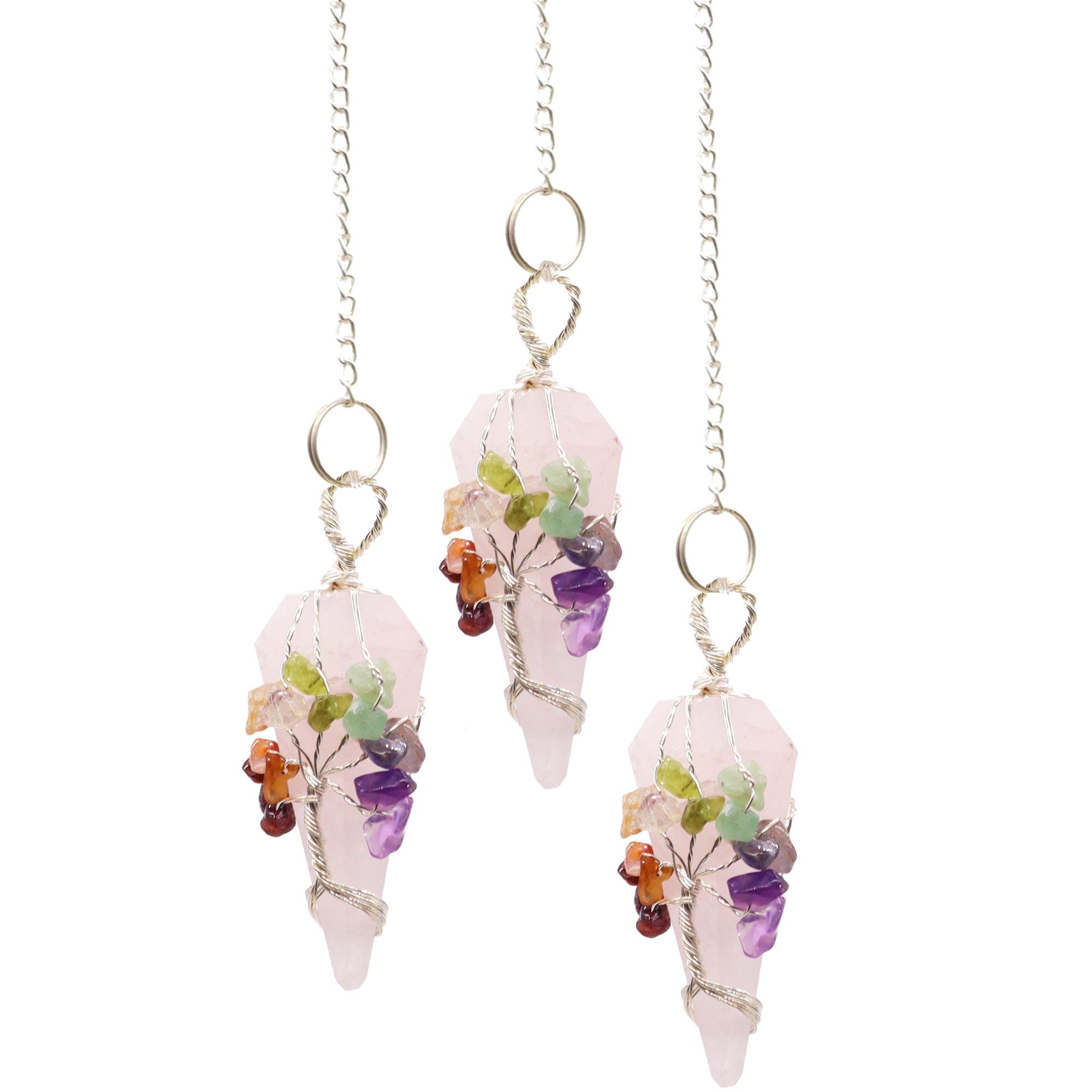 Pendolo Magico Sette Chakra Quarzo Rosa 1pezzo