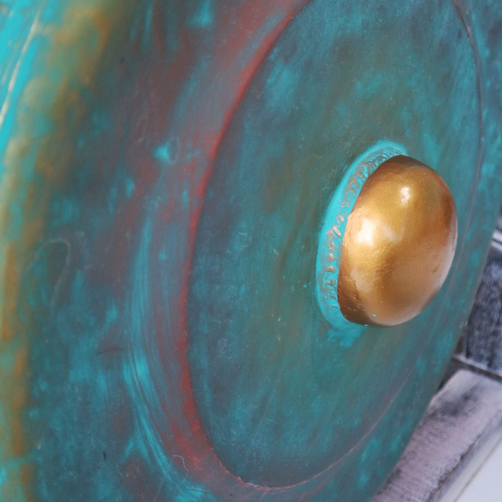 Gong Tibetano 35cm Medio  Verde con Stand Legno