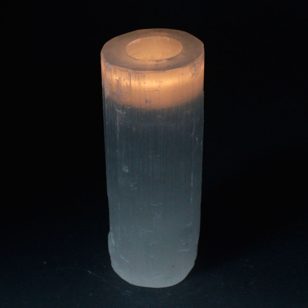 Portacandele Cilindrico in Selenite 20 cm