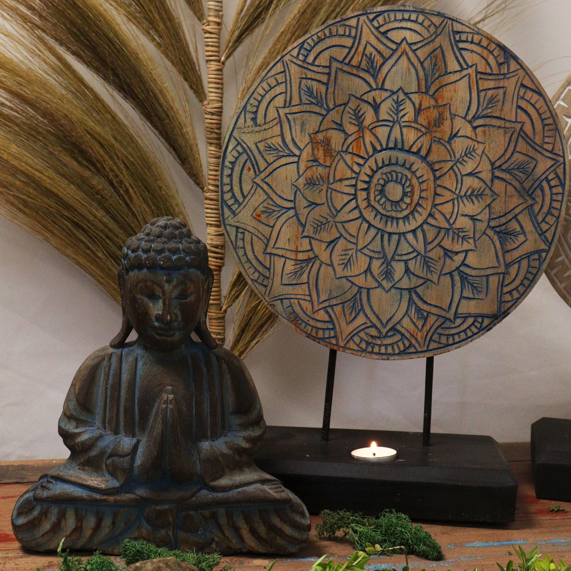 Set Buddha Feng Shui Mandala Fiore Blu
