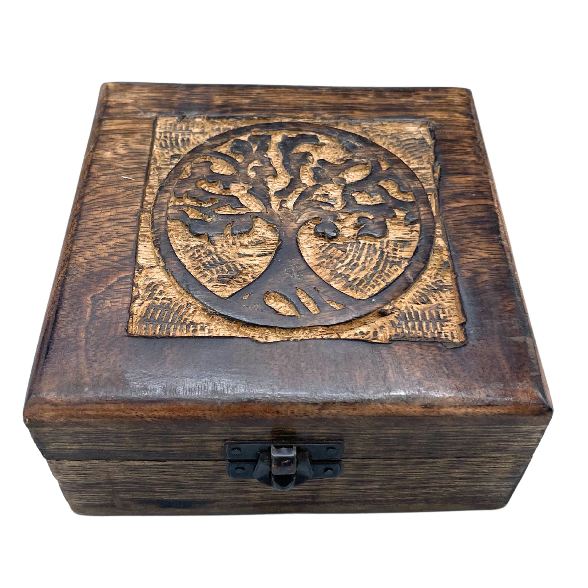 Scatola Portagioie in Legno 13x13x6cm Albero della Vita