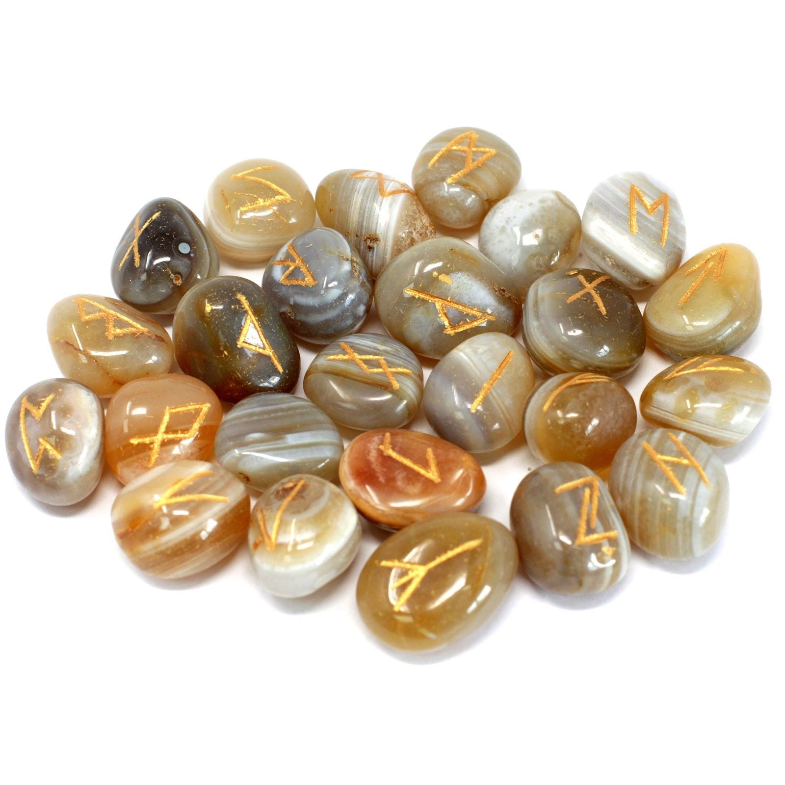 Set Rune in Agata Fasciata con Sacchetto