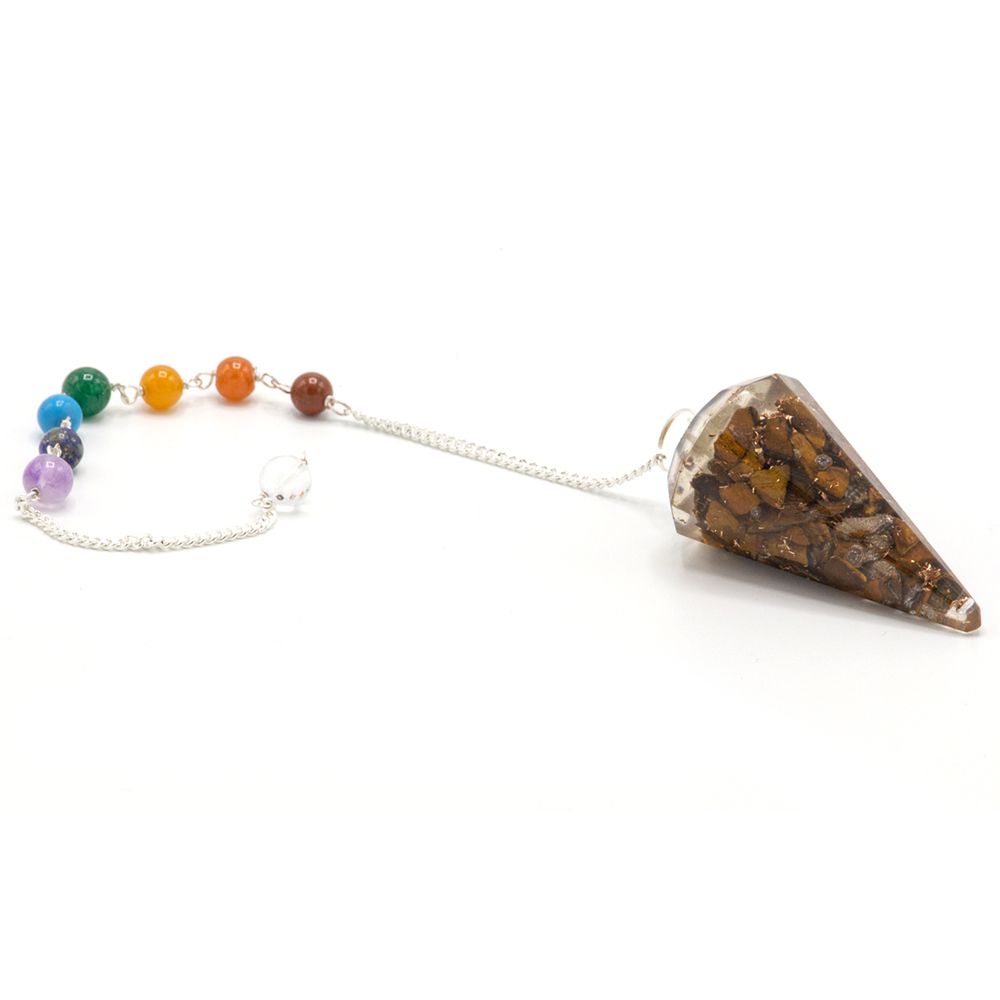 Pendolo Chakra Orgonite con Occhio di Tigre