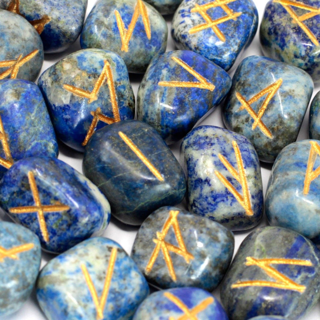 Set di Rune in Lapislazzuli con Sacchetto