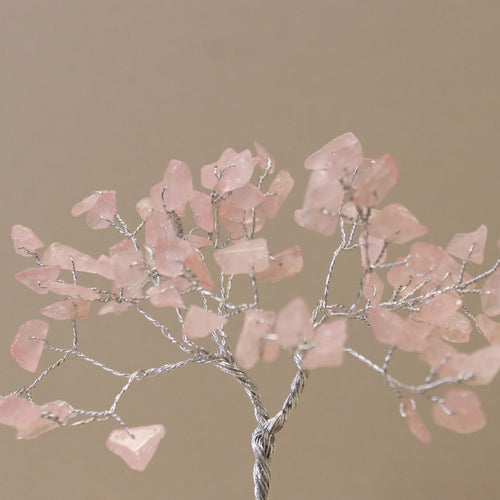Albero con Base Orgonite e 80 Gemme Quarzo Rosa