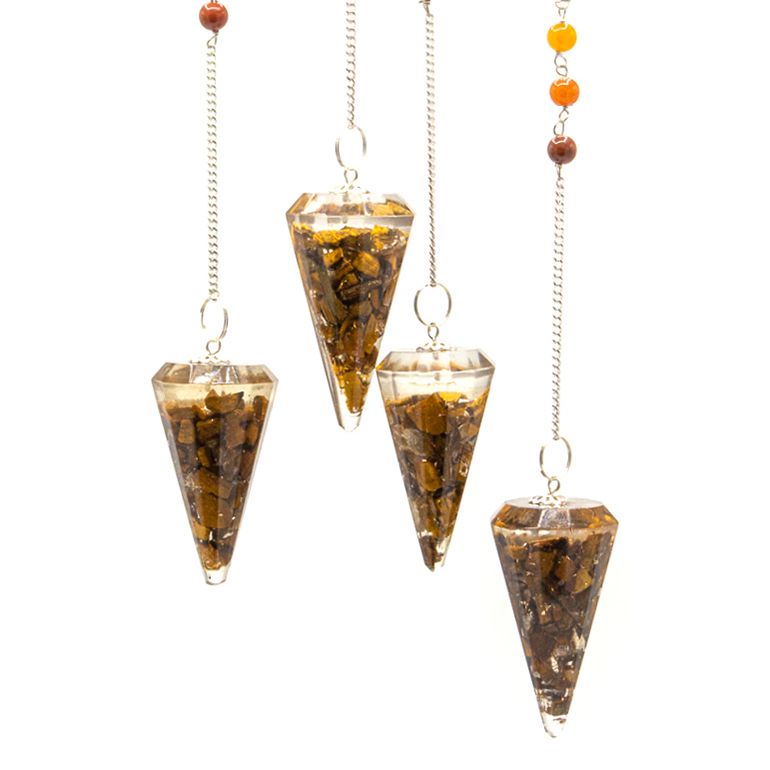 Pendolo Chakra Orgonite con Occhio di Tigre